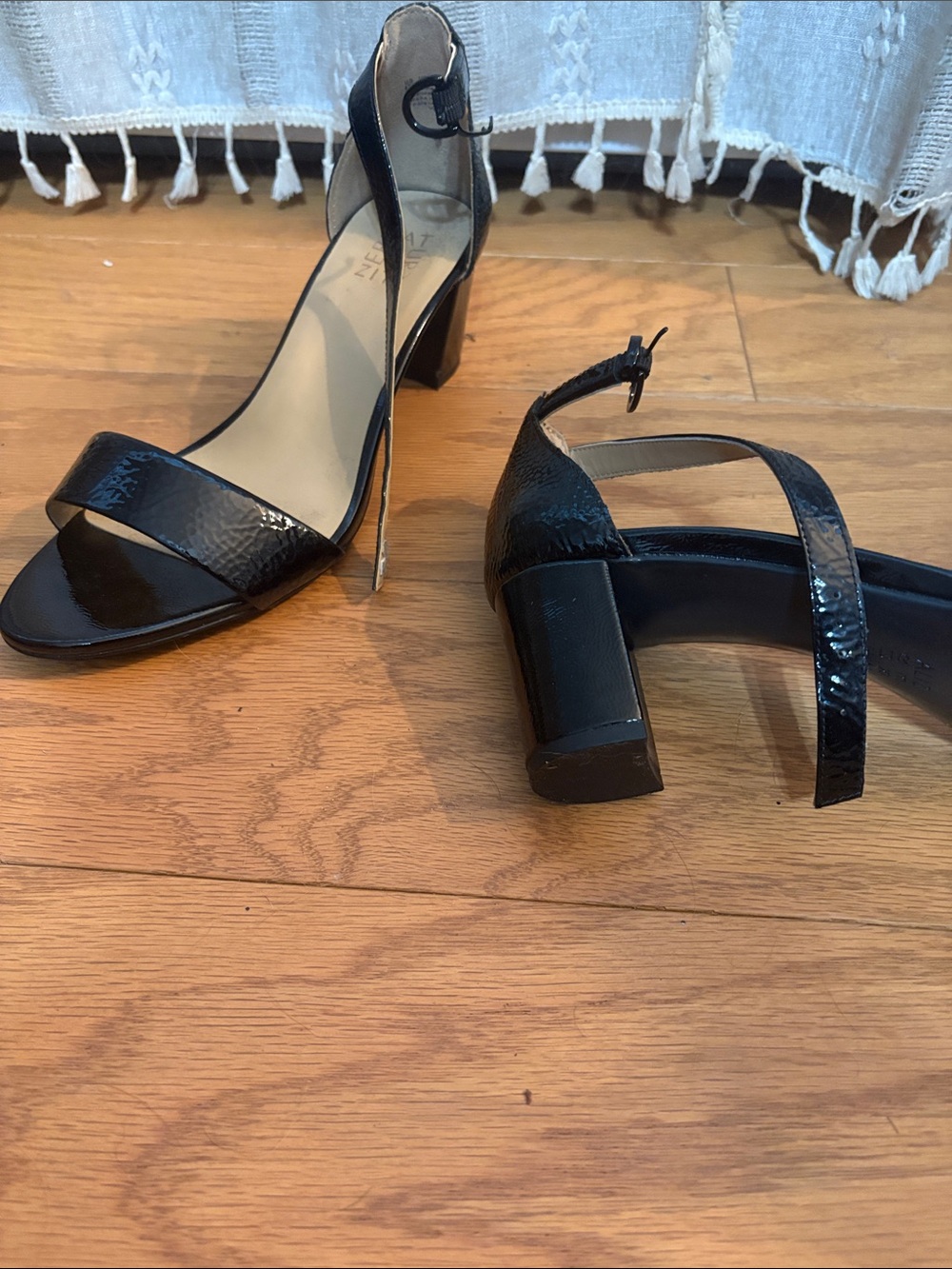 Naturalized Black patent leather Block Heel Ankle-Strap Sandals